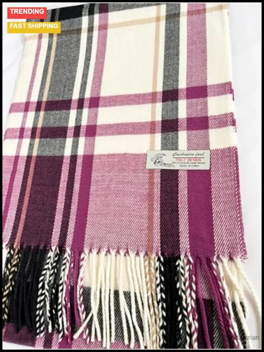 Unisex Cashmere-Feel Scarf, Tartan Plaid, 72x12 Inches, Winter Collection